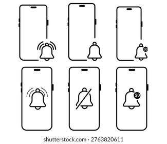 Notification bell icon. Alarm symbol. Incoming inbox message. Ringing bells. Alarm clock and smartphone application alert. Social media element. New message symbol . vector illustration.