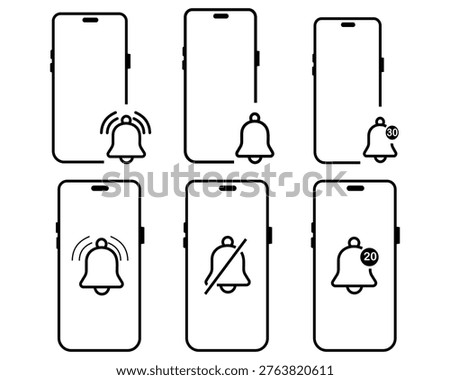 Notification bell icon. Alarm symbol. Incoming inbox message. Ringing bells. Alarm clock and smartphone application alert. Social media element. New message symbol . vector illustration.