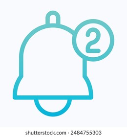 Icono de la campana de notificación, campana, Vector de alarma, Vector aislado de degradado lineal.