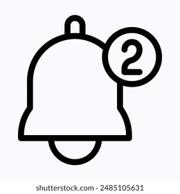 Benachrichtigungsklingelsymbol, Klingelzeichen, Symbol für Alarm-Vektorgrafik, Symbol für lineare isolierte Vektorgrafik.