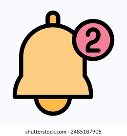 Notification Bell Icon, Bell, Alarm Vector Icon, Isolated Lineal Color Vector Icon.