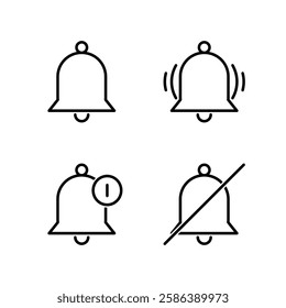 Notification bell icon. Bell icon. Alert, Alarm icon.