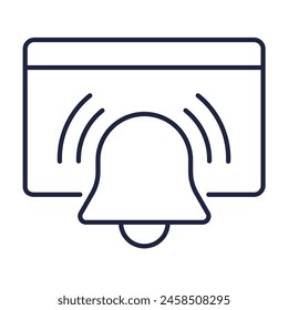 Icono de timbre de notificación. Símbolo de esquema de alerta aislado sobre fondo blanco. Estilo minimalista. Trazo de Vector editable. Píxel perfecto.
