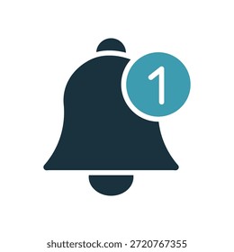 Icono de campana de notificación, símbolo de alerta y recordatorio, Ilustración vectorial.