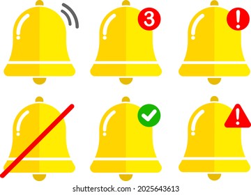 Notification bell icon for apps alert ringing or subscriber alarm symbol channel reminders bell