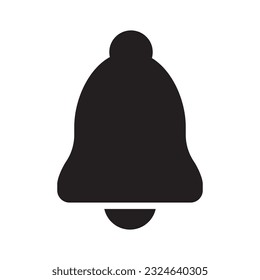 Notification bell icon black. message tone push reminder ring mark. Vector alarm alert call sign. multimedia chat symbol. smartphone mobile sound web app ui filled pictogram. isolated loud inbox logo