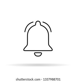 Notification bell icon black, web, ui, app. Bell button. Ringing bell.
.Minimalism style. Vector illustration. Outline sketch. Image of thin lines. EPS 10