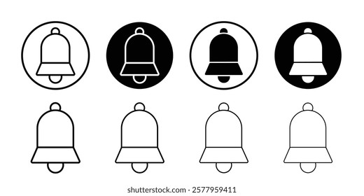 Notification bell icon black and white vector sign