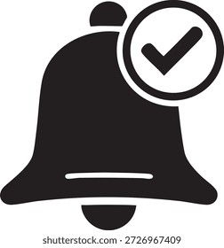 Icono de campana de notificación – Símbolo de alerta en blanco y negro