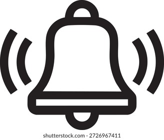 Icono de campana de notificación – Símbolo de alerta en blanco y negro