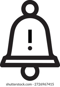 Icono de campana de notificación – Símbolo de alerta en blanco y negro