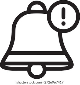 Icono de campana de notificación – Símbolo de alerta en blanco y negro