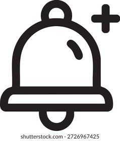 Icono de campana de notificación – Símbolo de alerta en blanco y negro