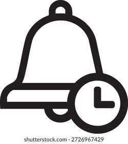 Icono de campana de notificación – Símbolo de alerta en blanco y negro