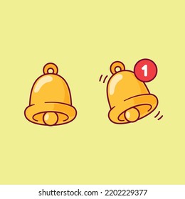 Vector plano de caricatura del icono de la Campana de notificaciones