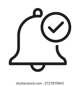 Ícone da campainha de notificação com marca de seleção para assinatura e alertas.