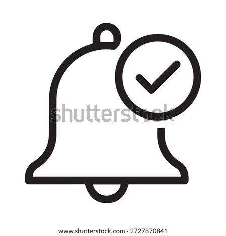 Notification bell icon with check mark for subscription and alerts.
