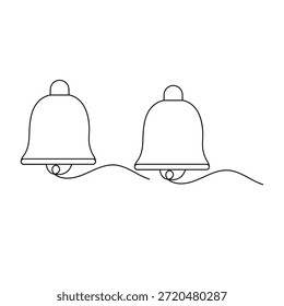 Icono de campana de notificación en un estilo de dibujo continuo de una línea
