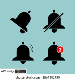 Diseño de icono de timbre de notificación aislado en fondo azul