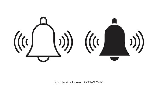 Icono de campana de notificación en línea delgada y rellena, estilo de trazo para Sitio web y App