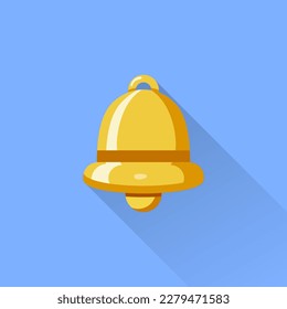 Notification bell icon in a flat design with long shadow