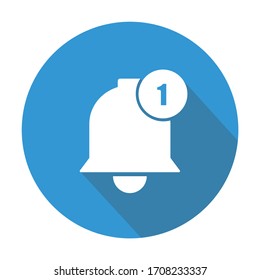 Icono de campana de notificación en estilo plano. símbolo de alerta de timbre para el mensaje entrante. Vector EPS 10.