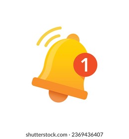 Notification bell icon in flat style. Incoming inbox message vector illustration on isolated background. Ringing bell sign business concept.