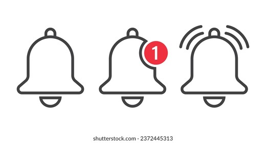 Notification bell icon in flat style. Incoming inbox message vector illustration on isolated background. Ringing bell sign business concept.