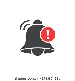 Notification bell icon in flat style. Incoming inbox message vector illustration on isolated background. Ringing bell sign business concept.