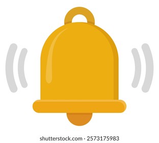 Notification bell icon in flat style isolated on white background.