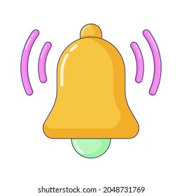 Notification bell icon. The golden alert bell is shaking to alert the upcoming schedule.