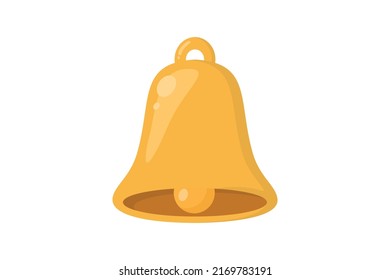 Notification bell icon. Illustration of a golden warning bell isolated on a white background