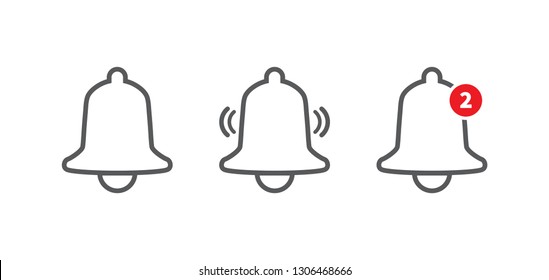 Notification bell icon. Incoming inbox message. Alarm icon. Vector illustration