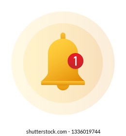 Notification bell icon for incoming inbox message. Vector stock illustration.