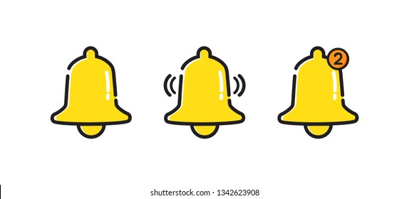 Notification bell icon. Incoming inbox message. Alarm icon. Vector illustration