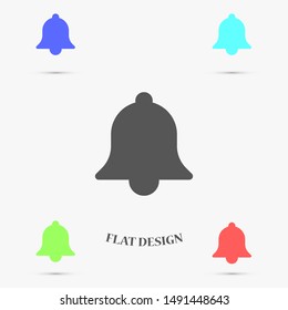 Notification bell icon for incoming inbox message. Bell for alarm clock and smartphone application alert icon. Bell Icon in trendy flat style isolated on grey background. Bell flat design icon.