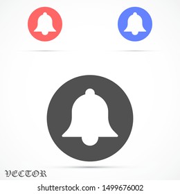 Notification bell icon for incoming inbox message. Bell for alarm clock and smartphone application alert  icon. Bell Icon in trendy flat style isolated on grey background. Bell flat design  icon.