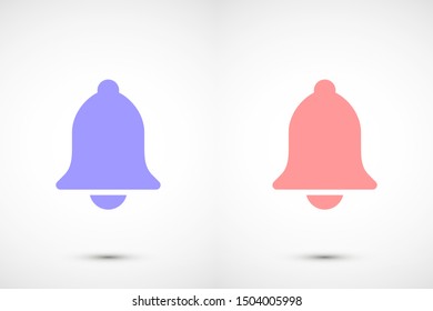 Notification bell icon for incoming inbox message. Bell for alarm clock and smartphone application alert icon. Bell Icon in trendy flat style isolated on grey background. Bell flat design icon.