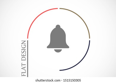 Notification bell icon for incoming inbox message. Bell for alarm clock and smartphone application alert icon. Bell Icon in trendy flat style isolated on grey background. Bell flat design icon.