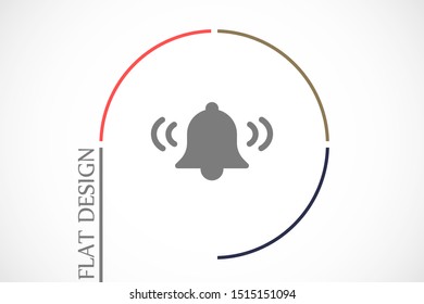 Notification bell icon for incoming inbox message. Bell for alarm clock and smartphone application alert icon. Bell Icon in trendy flat style isolated on grey background. Bell flat design icon.
