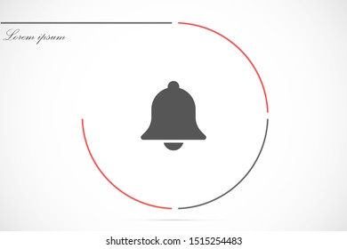 Notification bell icon for incoming inbox message. Bell for alarm clock and smartphone application alert icon. Bell Icon in trendy flat style isolated on grey background. Bell flat design icon.