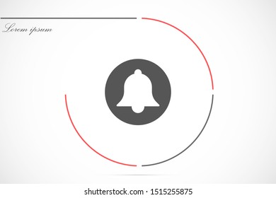 Notification bell icon for incoming inbox message. Bell for alarm clock and smartphone application alert icon. Bell Icon in trendy flat style isolated on grey background. Bell flat design icon.