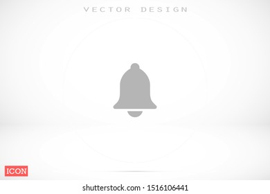 Notification bell icon for incoming inbox message. Bell for alarm clock and smartphone application alert icon. Bell Icon in trendy flat style isolated on grey background. Bell flat design icon.