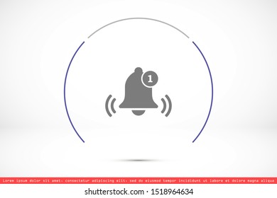 Notification bell icon for incoming inbox message. Bell for alarm clock and smartphone application alert icon. Bell Icon in trendy flat style isolated on grey background. Bell flat design icon.