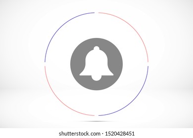 Notification bell icon for incoming inbox message. Bell for alarm clock and smartphone application alert icon. Bell Icon in trendy flat style isolated on grey background. Bell flat design icon.