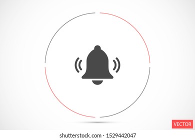 Notification bell icon for incoming inbox message. Bell for alarm clock and smartphone application alert  icon. Bell Icon in trendy flat style isolated on grey background. Bell flat design  icon.