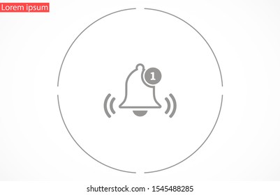 Notification bell icon for incoming inbox message. Bell for alarm clock and smartphone application alert icon. Bell Icon in trendy flat style isolated on grey background. Bell flat design icon.