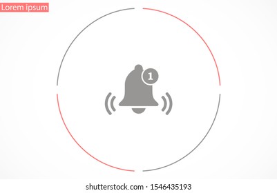Notification bell icon for incoming inbox message. Bell for alarm clock and smartphone application alert icon. 