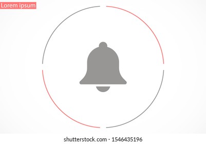 Notification bell icon for incoming inbox message. Bell for alarm clock and smartphone application alert icon. 