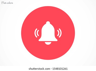 Notification bell icon for incoming inbox message. Bell for alarm clock and smartphone application alert icon. Bell Icon in trendy flat style isolated on grey background. Bell flat design icon.